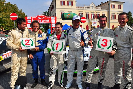 Mirko Carraro e Denis Silotto sul podio al Rally città di Scorzè